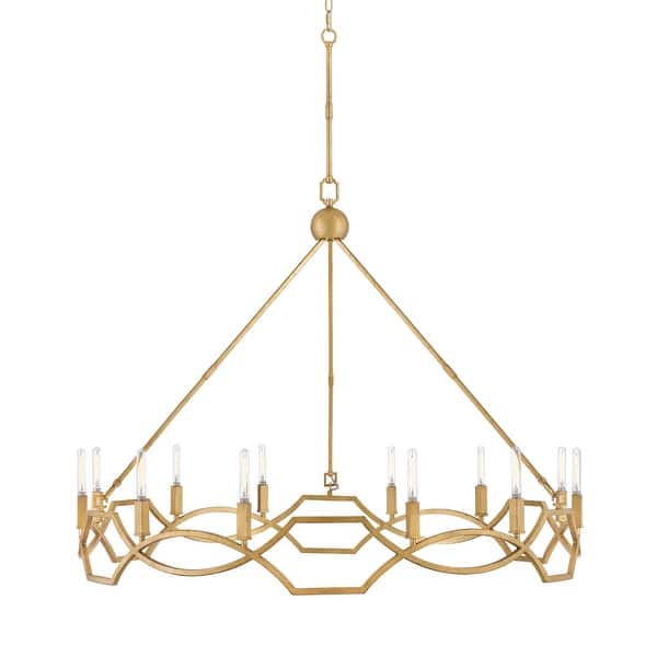 slide 2 of 4, Hinkley Lighting 45786 Leona 12 Light 45" Wide Taper Candle Style Distressed Brass