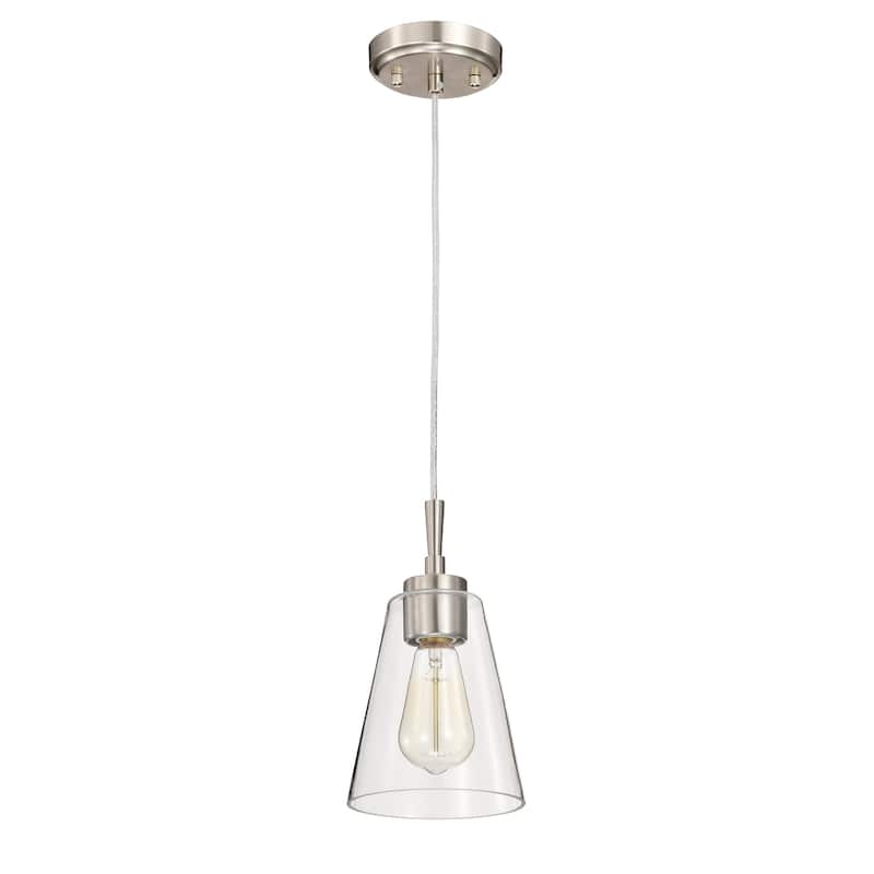 Briarwood 5.9 in. 1-Light Pendant with Clear Cone Glass Shade