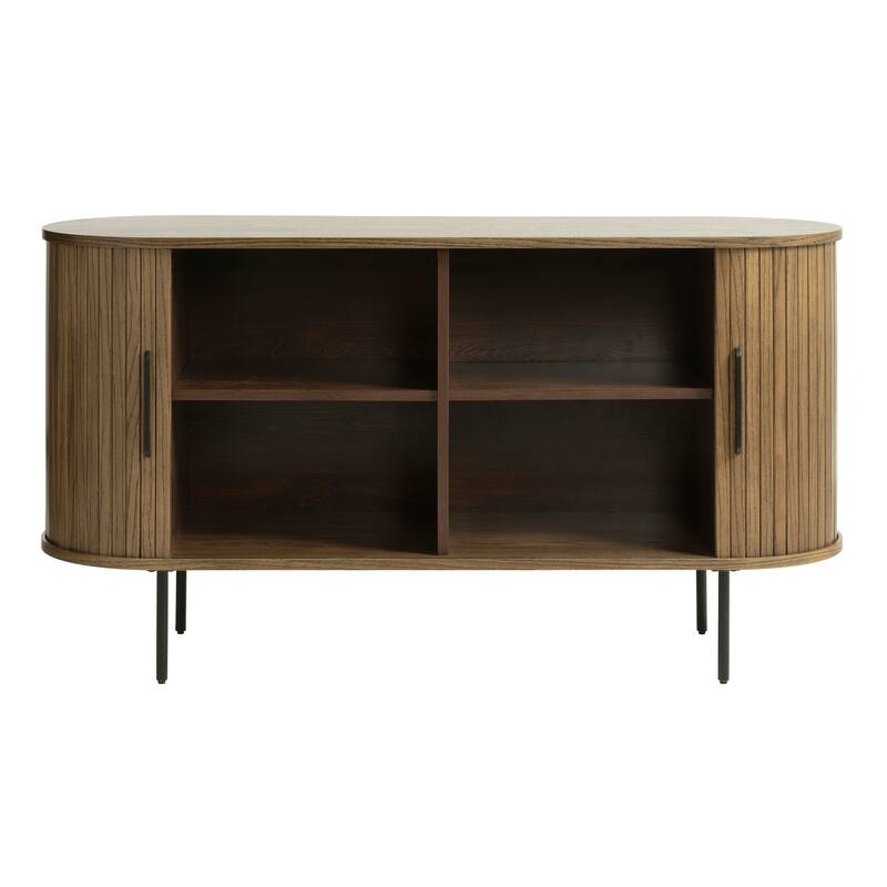 Rye Studio Nicola Mid-Century Modern Rounded Sliding Door Sideboard