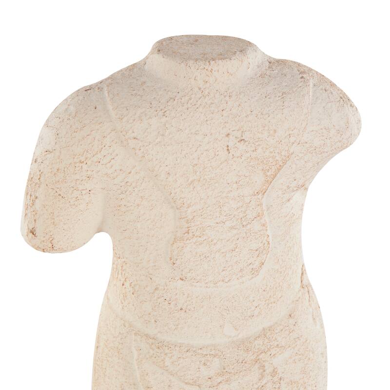 Cream Paper Mache Distressed Greek Inspired Figurine People Decorative Sculpture with Mable Base