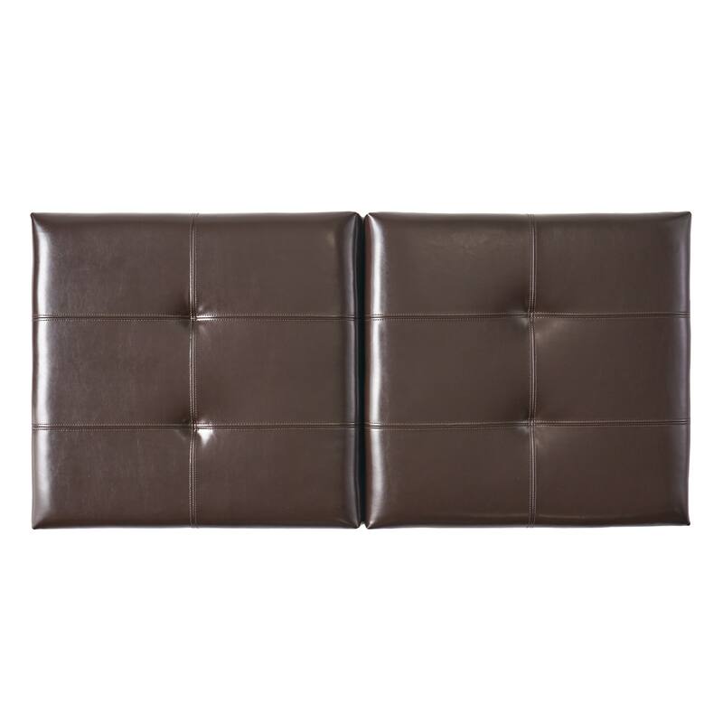 PU Leather Storage Ottoman with Double Opening Tray and Upholstered Top
