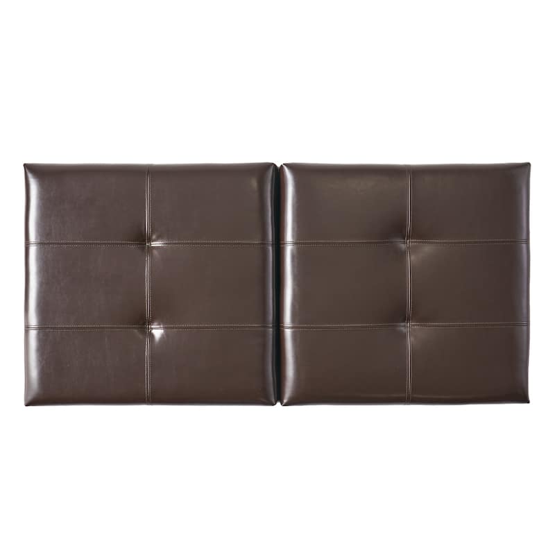 Roomfitters Large Storage Ottoman with Double Lift Top, Upholstered Coffee Table Bench, Brown