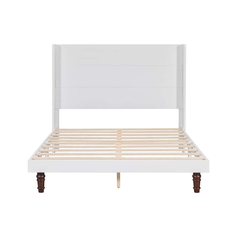 Queen Size Platform Bed Elegant High Headboard Bed Comfortable High Back Design