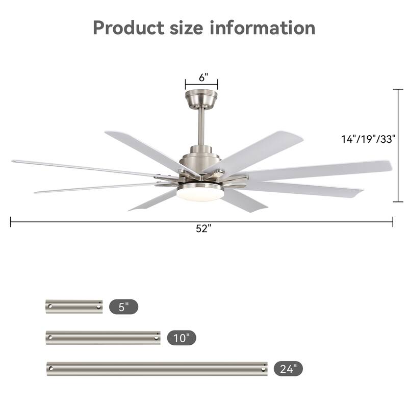 52-Inch Smart Ceiling Fan With Lights and 6 Wind Speed