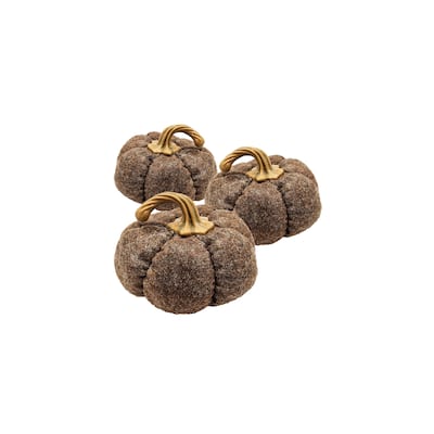 A&B Home Set of 3 Pumpkins - Brown