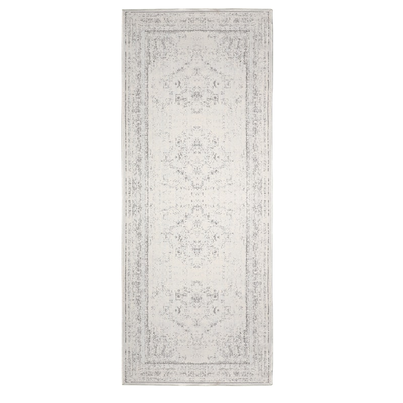 Alis Transitional Medallion Gray Washable Indoor Area Rug by Sevita