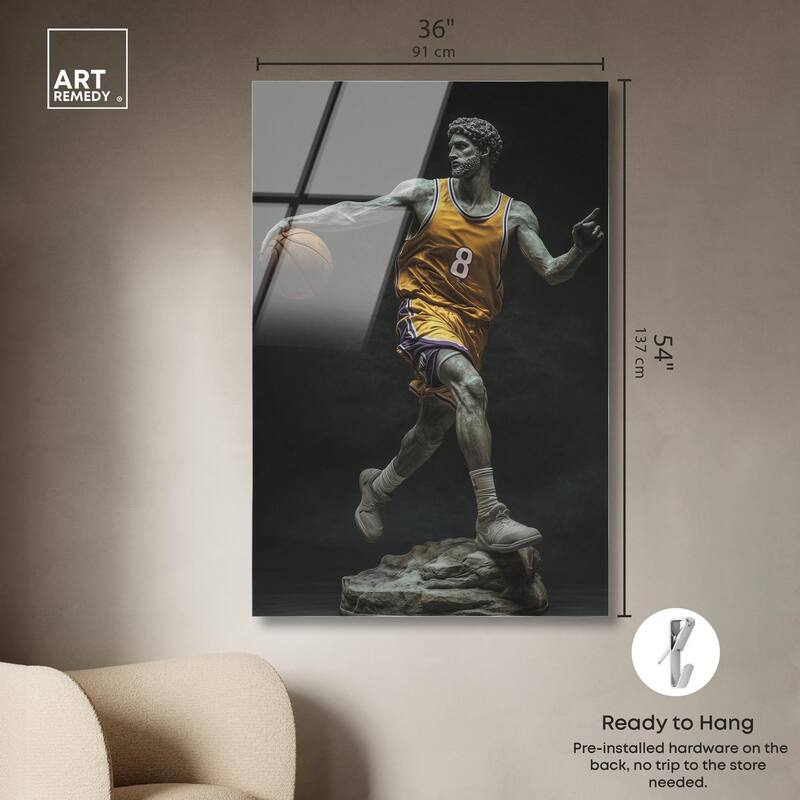 Basketball Yellow Uniform Acrylic by Art Remedy, Ready to Hang