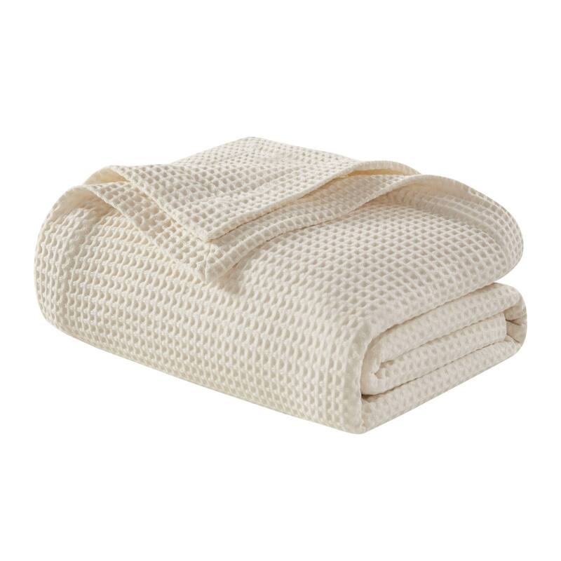 Madison Park Waffle Weave Cotton Blanket