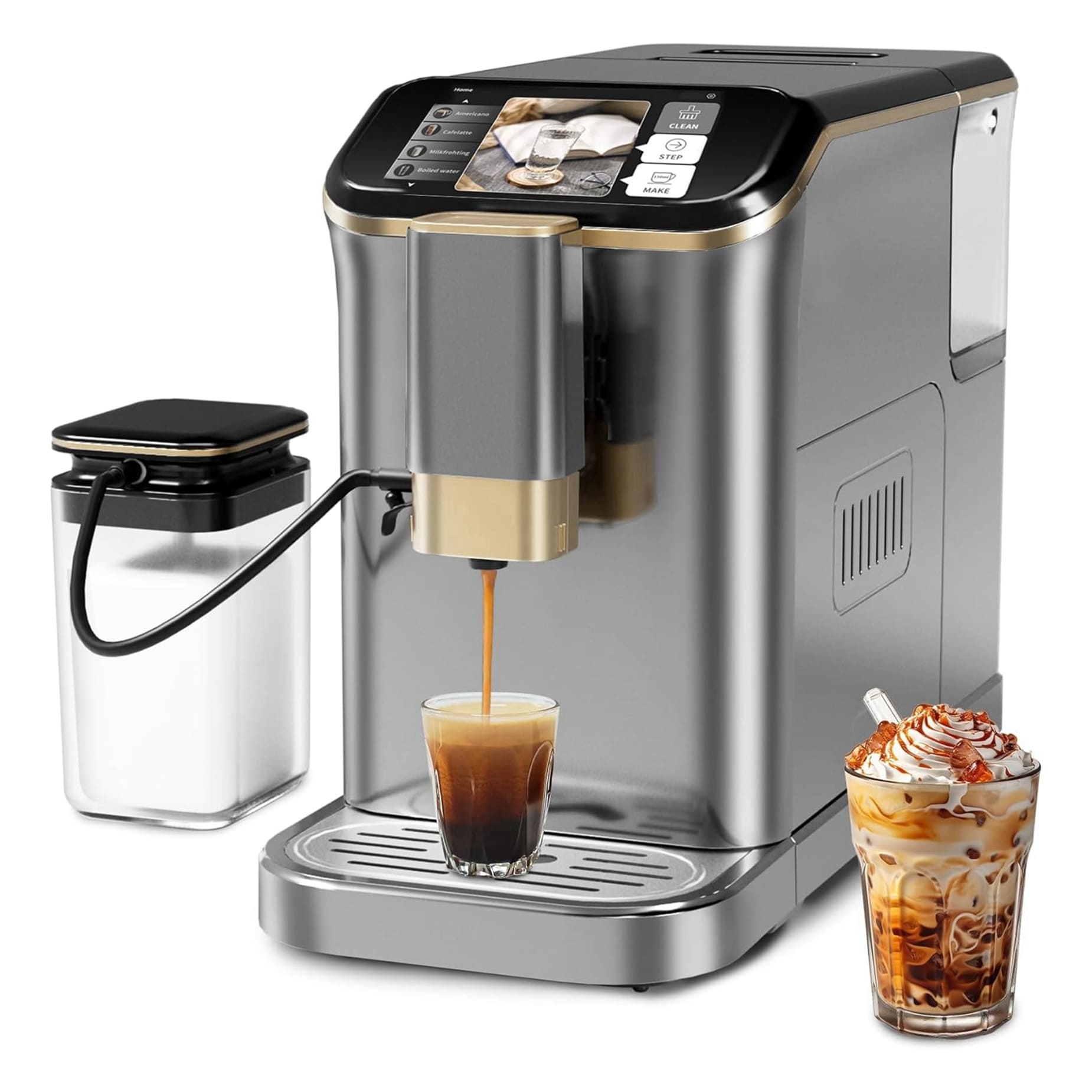 20 BAR Automatic Espresso Machine with Built-in Grinder Milk Frother