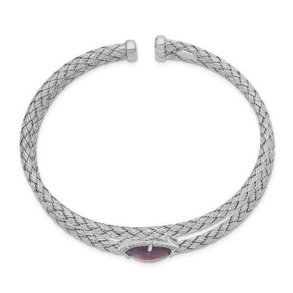 Sterling Silver Rhodium-plated Purple and Clear CZ Bracelet