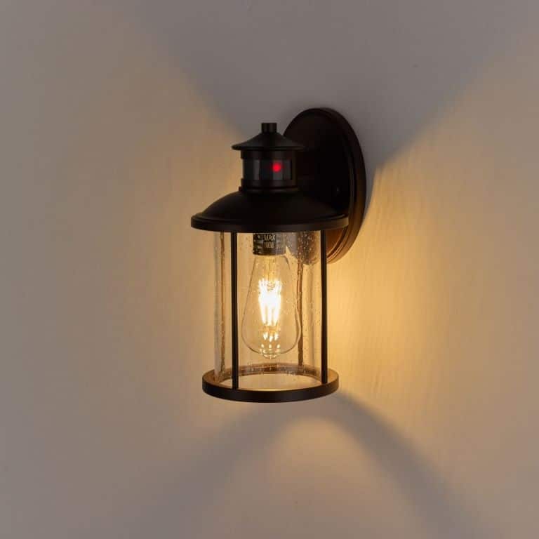Savitar 11.5"H Motion Sensor Outdoor Wall Light with Seeded Glass