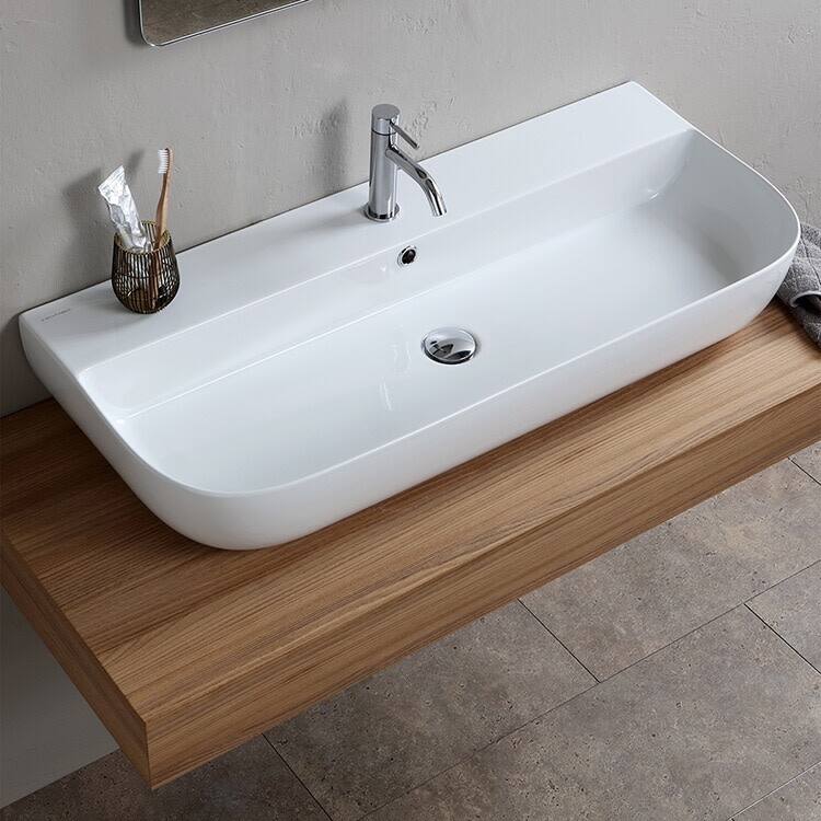 Nameeks Scarabeo 1813-One Hole Glam 37-3/8" Rectangular Ceramic Wall
