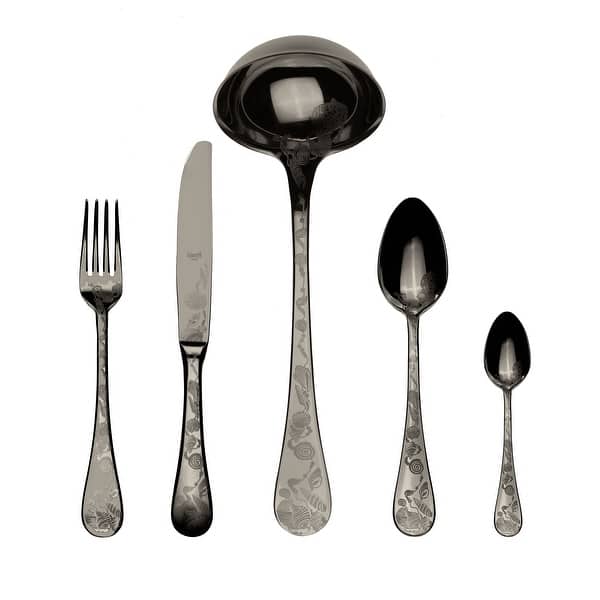 slide 1 of 1, Mepra Venere Flatware Set - 49 Pieces Black Gold