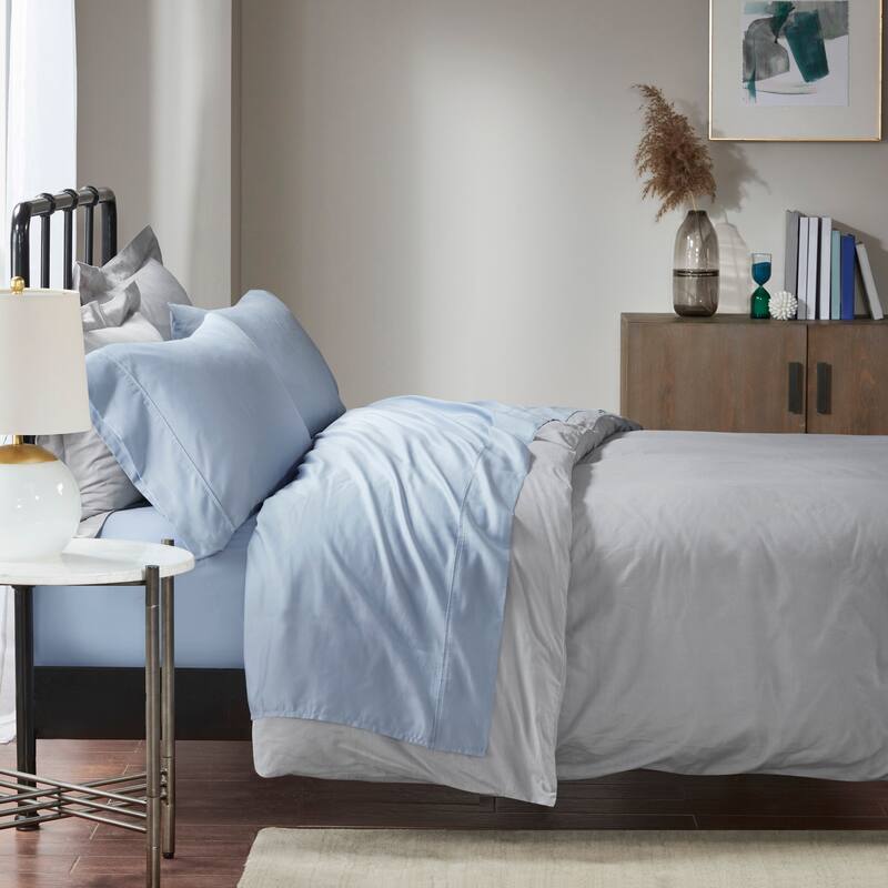 Madison Park 1500 Thread Count Cotton Blend 4 PC Sheet Set - California King - Blue