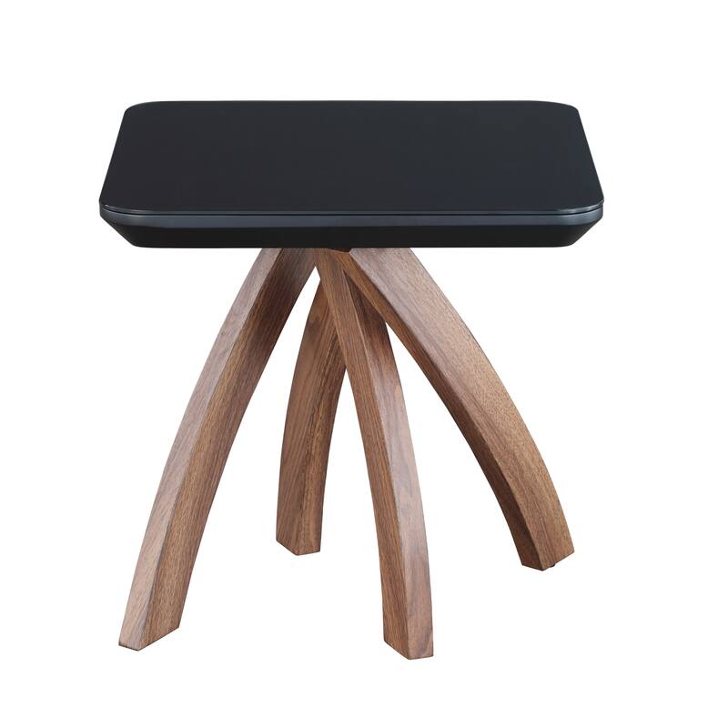 Somette Emerson Modern Black Glass Lamp Table