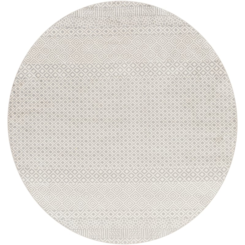 Livabliss Misha Global Machine Washable Area Rug - Cream/Grey - 6'7" Round