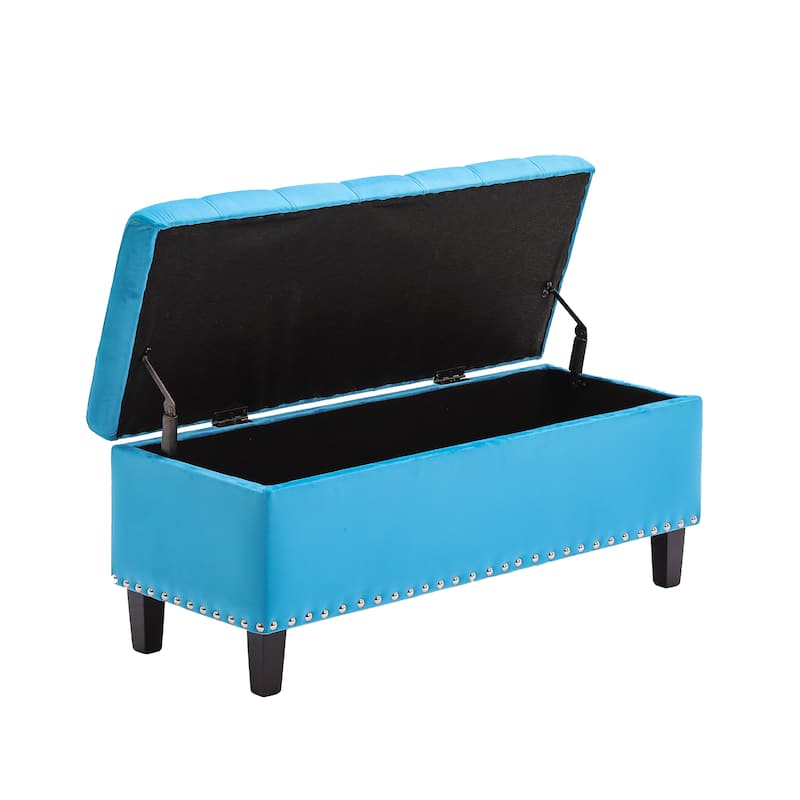 41" Storage Ottoman Tufted Upholstered Rectangle End of Bed Bench