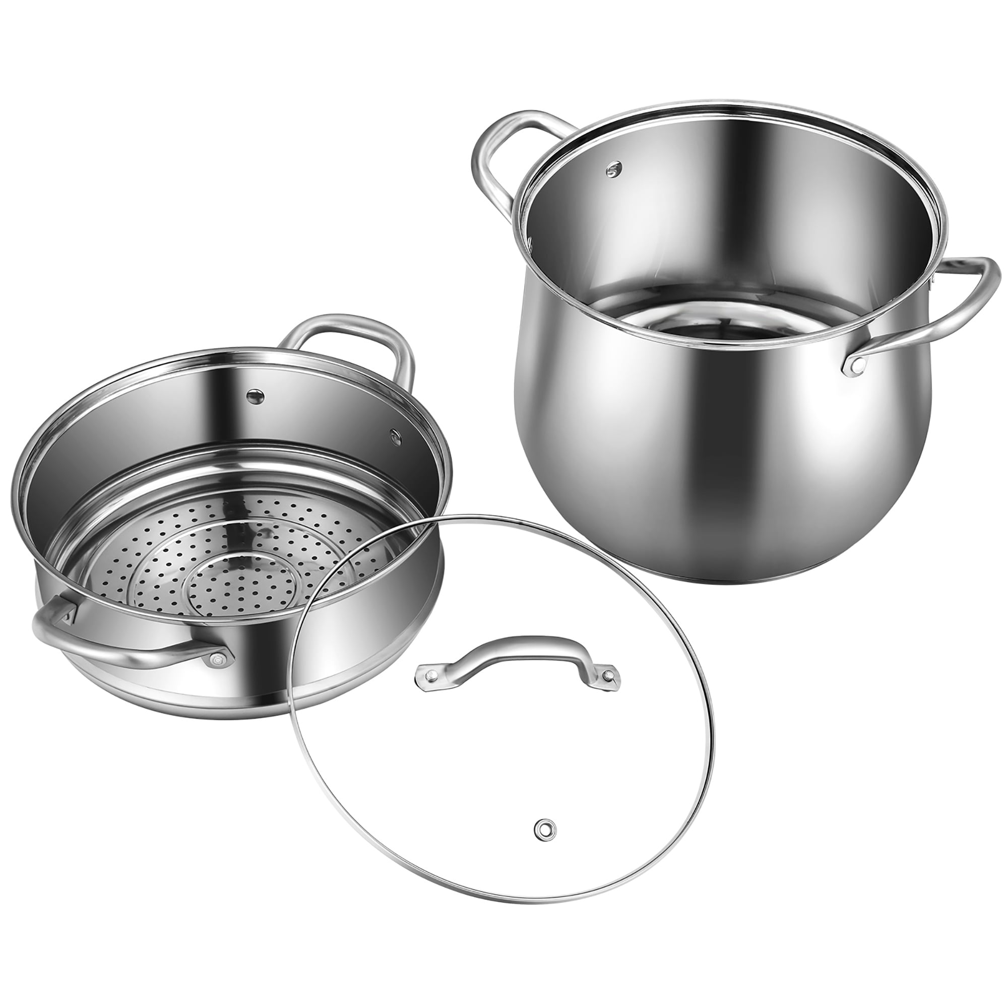 Costway 9.5 QT 2 Tier Stainless Steel Steamer Pot Cookware Boiler