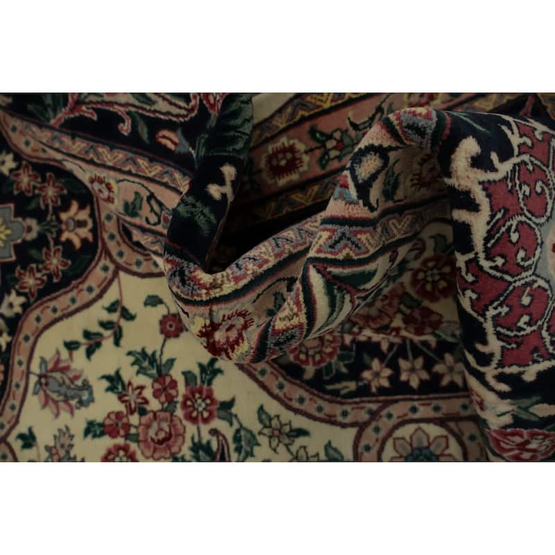 Hand Knotted Oriental 100% Wool Carpet Traditional Floral Beige & Ivories Aubusson Area Rug - 12' 3'' X 9' 1''