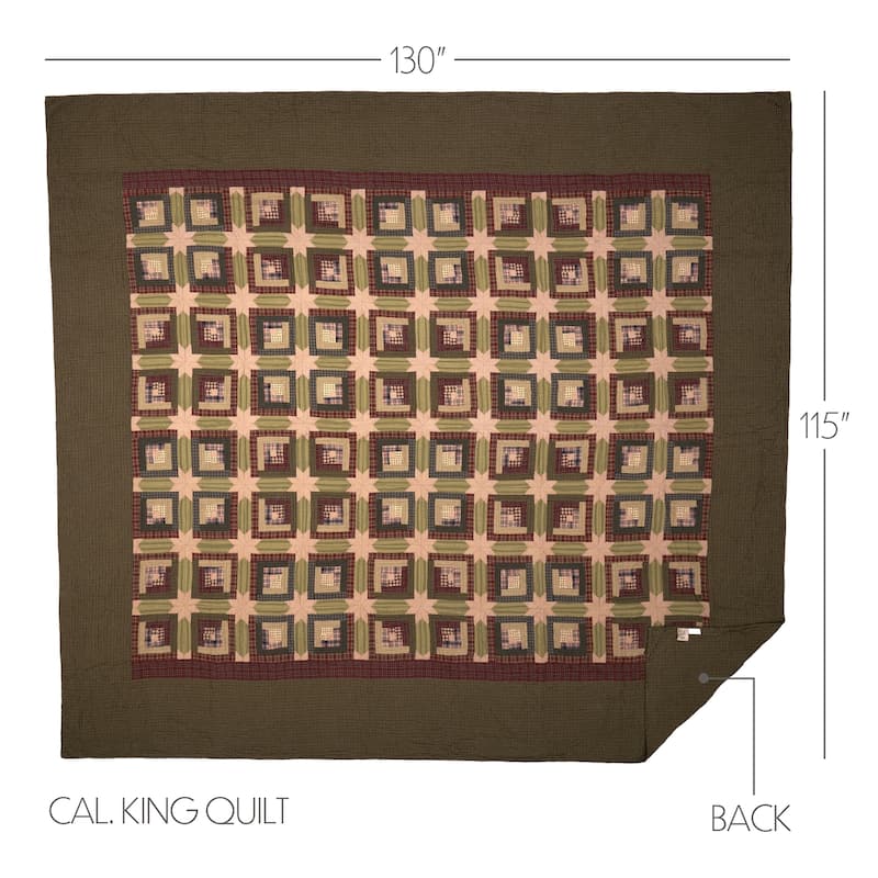 Tea Cabin California King Quilt 130Wx115L Green and Navy