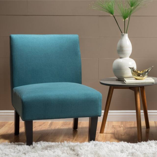 Kassi Contemporary Fabric Slipper Accent Chair by Christopher Knight Home - 22.50" L x 29.50" W x 32.00" H - Dark Teal