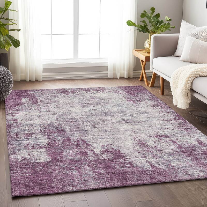 Premium Washable Super Soft Solid Casual Mayfield Rug - Plum - 3' x 5'