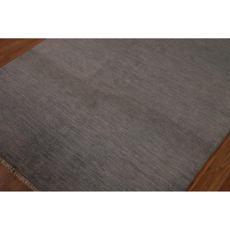Gray Gabbeh Modern Rug Handmade Wool Carpet - 4'0"x 5'10"
