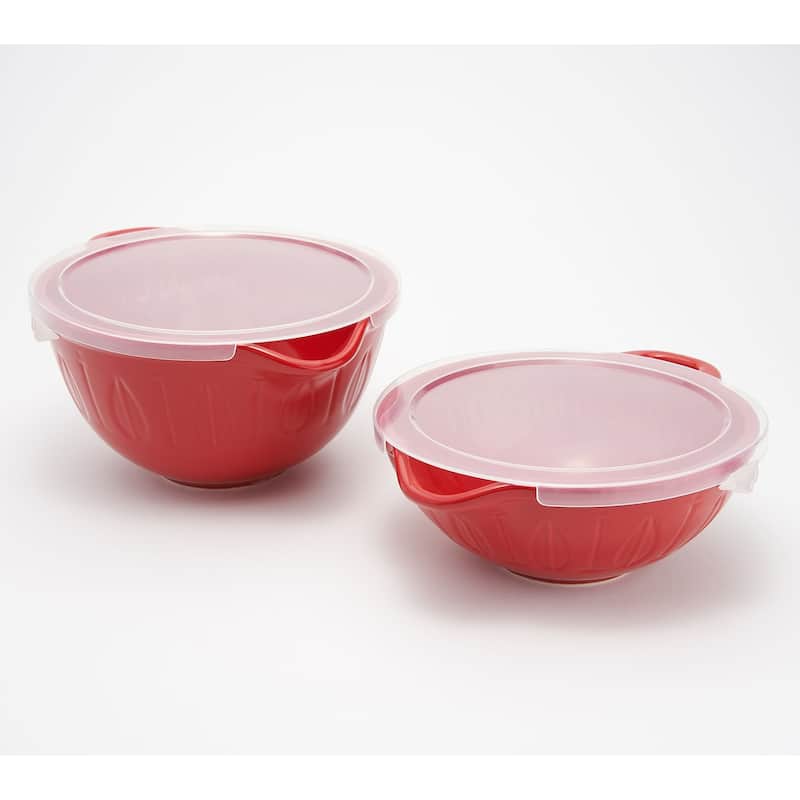 Mad Hungry 2-Piece Lip'n'Loop Mixing Bowl with Lids Model - Red