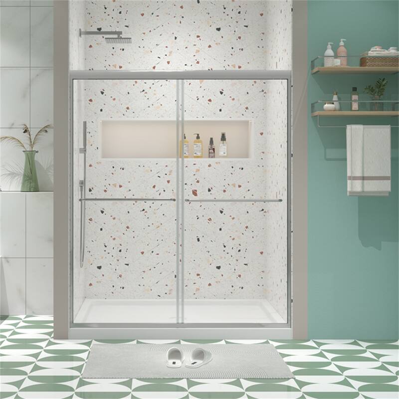 Bathroom Shower Sliding Door with 1/4" Tempered Glass