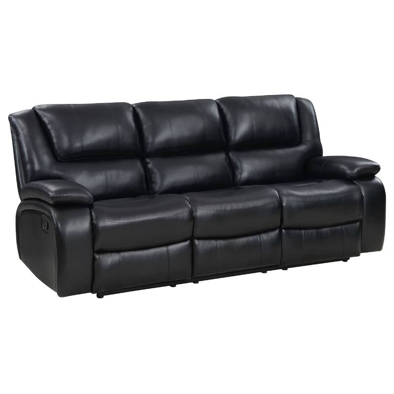 Mila 2pc Manual Reclining Sofa and Loveseat Set, Black Faux Leather