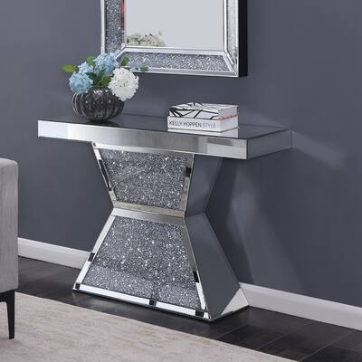Furniture of America Huck Contemporary Silver Mirrored Console Table