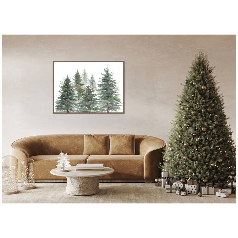 Kate and Laurel Sylvie Framed Canvas Pines And Evergreens by Patricia Shaw