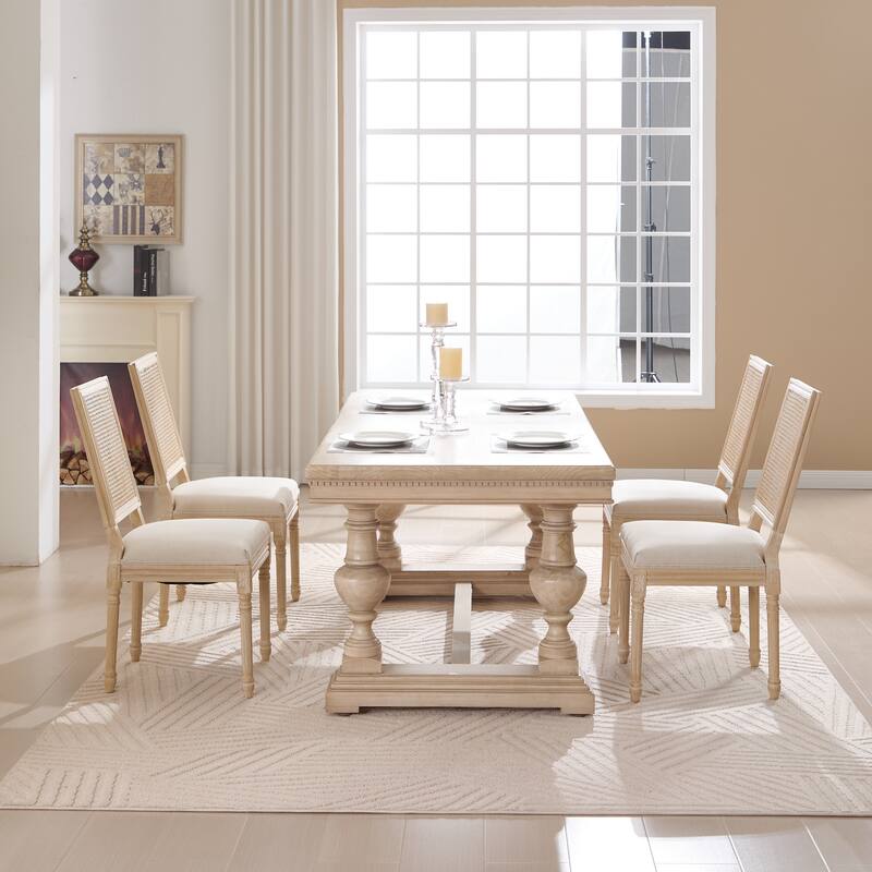 French Country Wire Drawing & Carving Techniques Dining Chairs with Backrest (Set of 2)