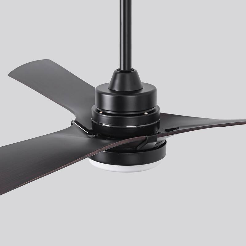 52" Modern Black Dimming LED Ceiling Fan with Light and Remote