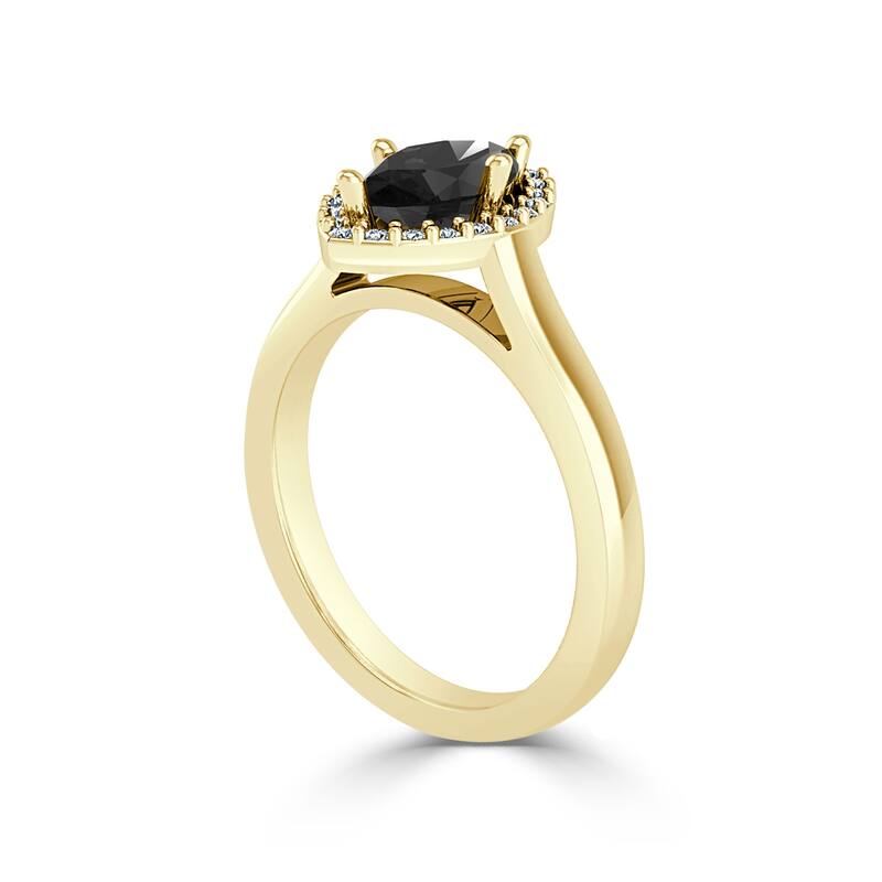 Auriya 1 5/8ct Marquise-cut Halo Black Diamond Ring 14k Gold