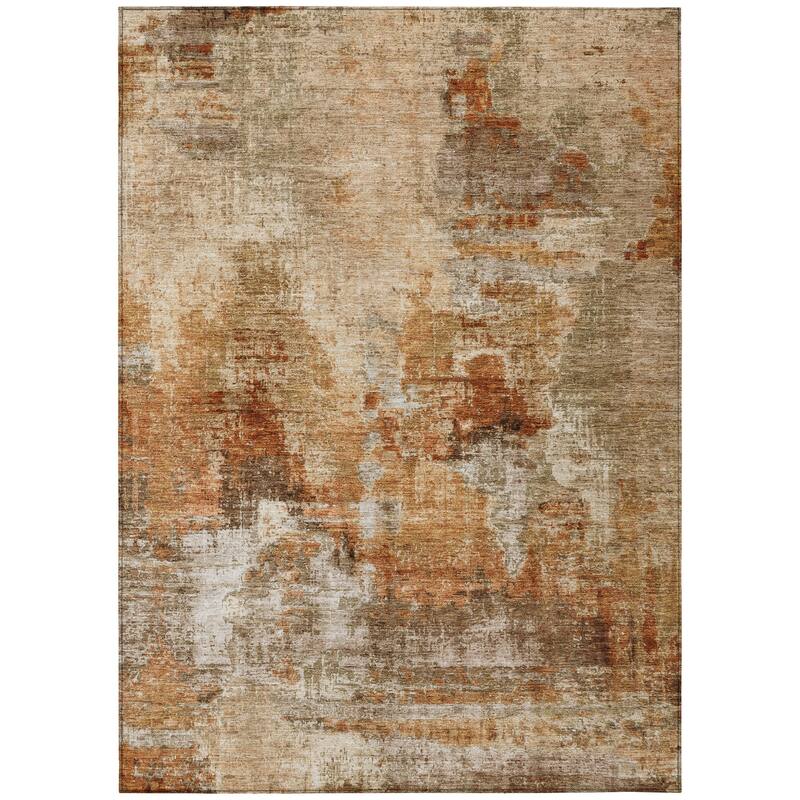 Machine Washable Indoor/ Outdoor Abstact Contemporary Chantille Rug
