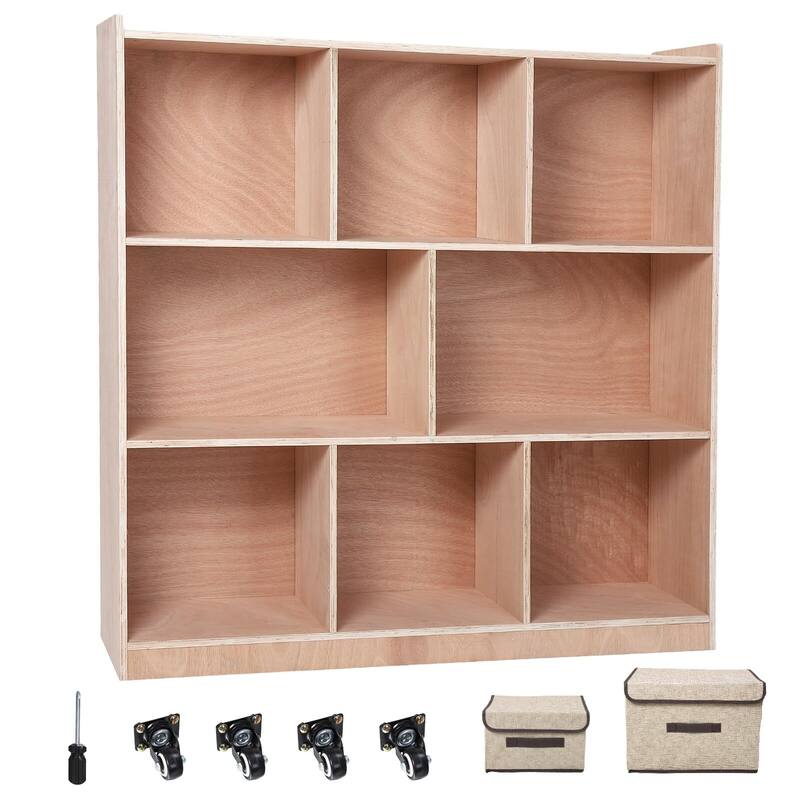 8-Section Classroom Storage Locker, 8 Cubbies for Classrooms, Daycare Cubby with 4 casters