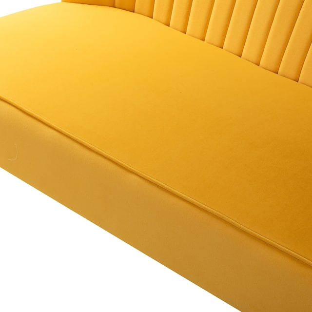 HULALA HOME Monica Modern Velvet Tufted Loveseat with Metal Legs