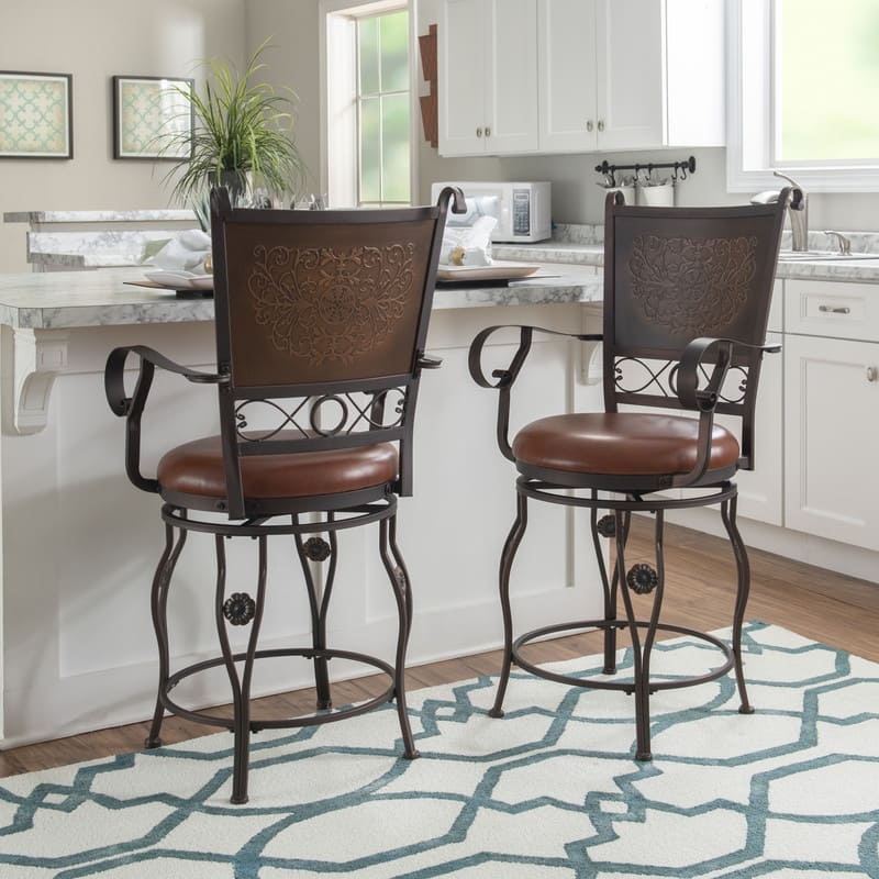 Aberdeen Stamped Back Big and Tall Counter Stool with Arms