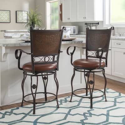Aberdeen Stamped Back Big and Tall Counter Stool with Arms