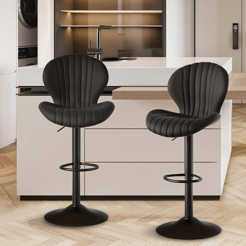 Bar Stools Set of 2 Modern Swivel Bar Chairs, Barstools Counter Height with High Backrest, Easy 3-5 Minute Assembly - Black