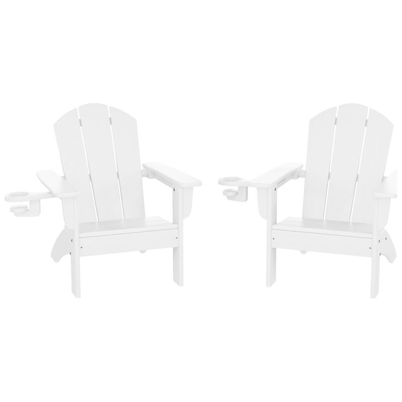 Laguna Kids Outdoor Poly Adirondack Chair with Cup Holder (Set of 2) - White