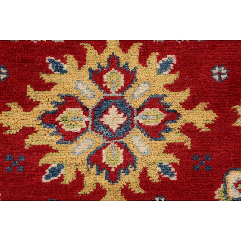 Geometric Red Kazak Accent Rug Handmade Home Decor Wool Carpet - 2'7" x 3'10"
