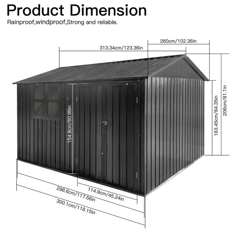 10'x8' Outdoor Metal Storage Shed