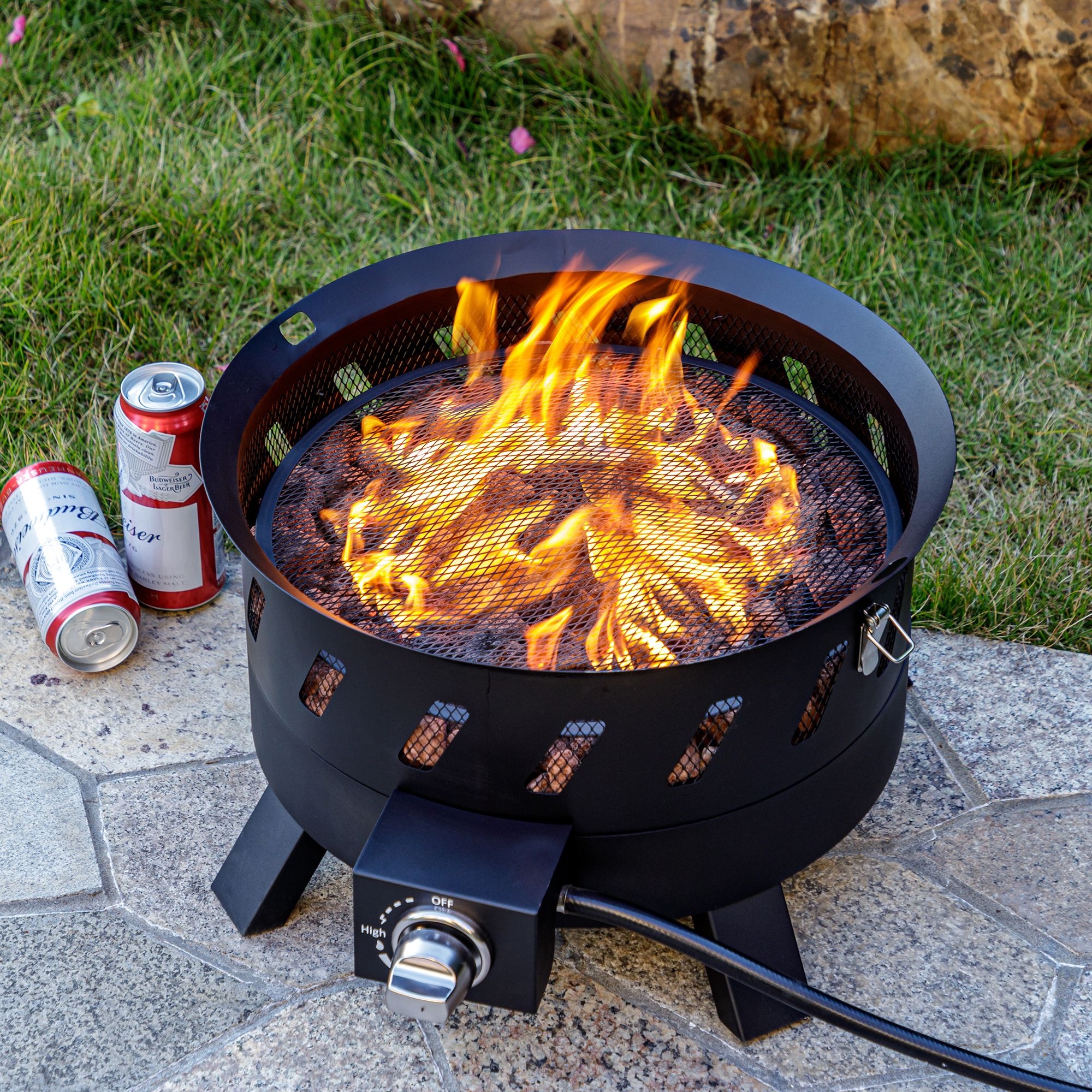 Lava Star Outdoor Portable Propane Gas Fire Pit for Camping 17.3 Diameter 50 000 BTU Black N A
