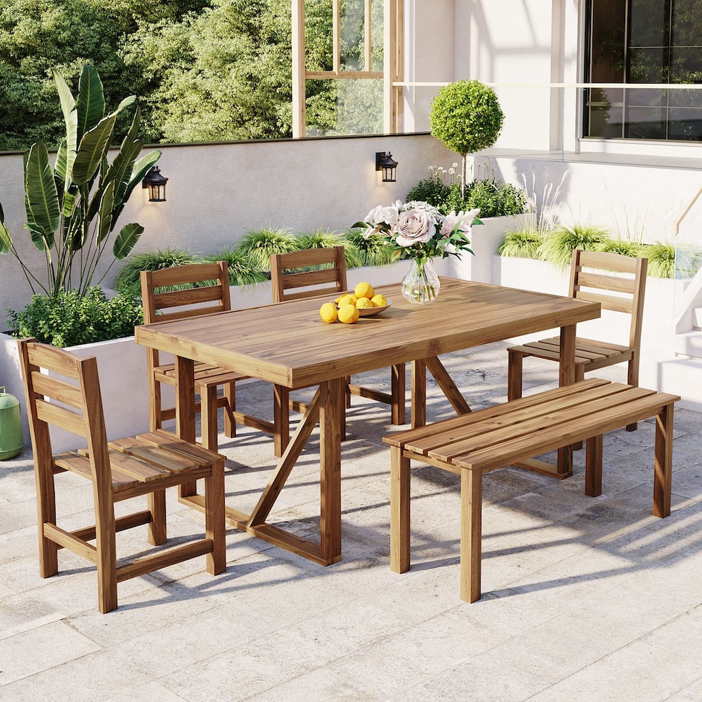 High-quality Acacia Wood Outdoor Table and Chair Set, Suitable for Patio, Balcony, Backyard