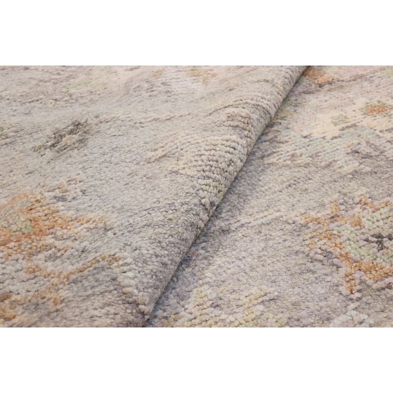 Pasargad Home Oushak Hand-Knotted Silver/Multi Wool Area Rug - 2' 9'' X 11' 0''