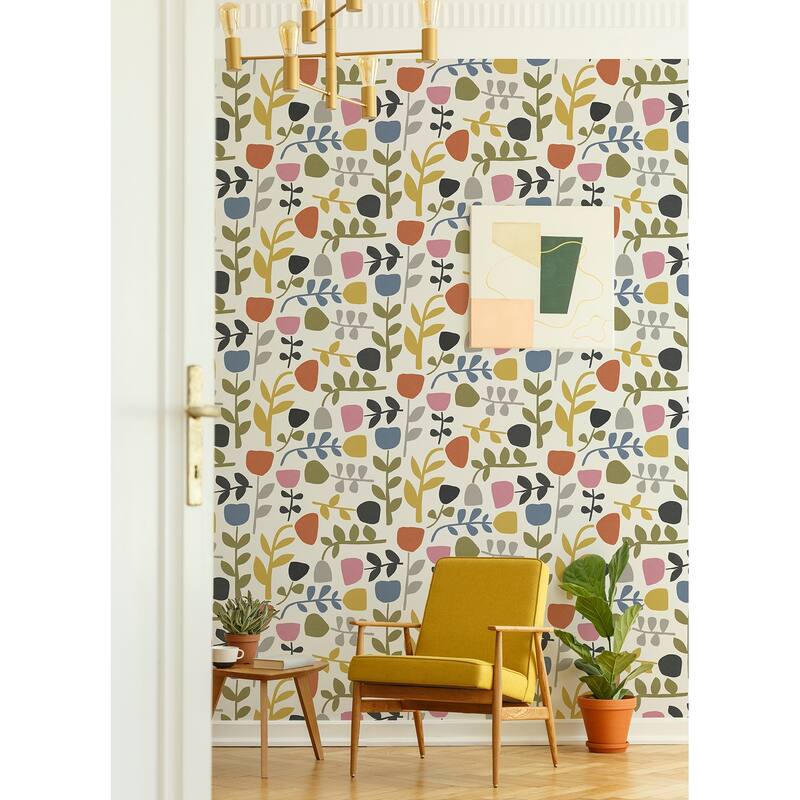 A-Street Prints Juni Multicolor Abstract Tulips Wallpaper