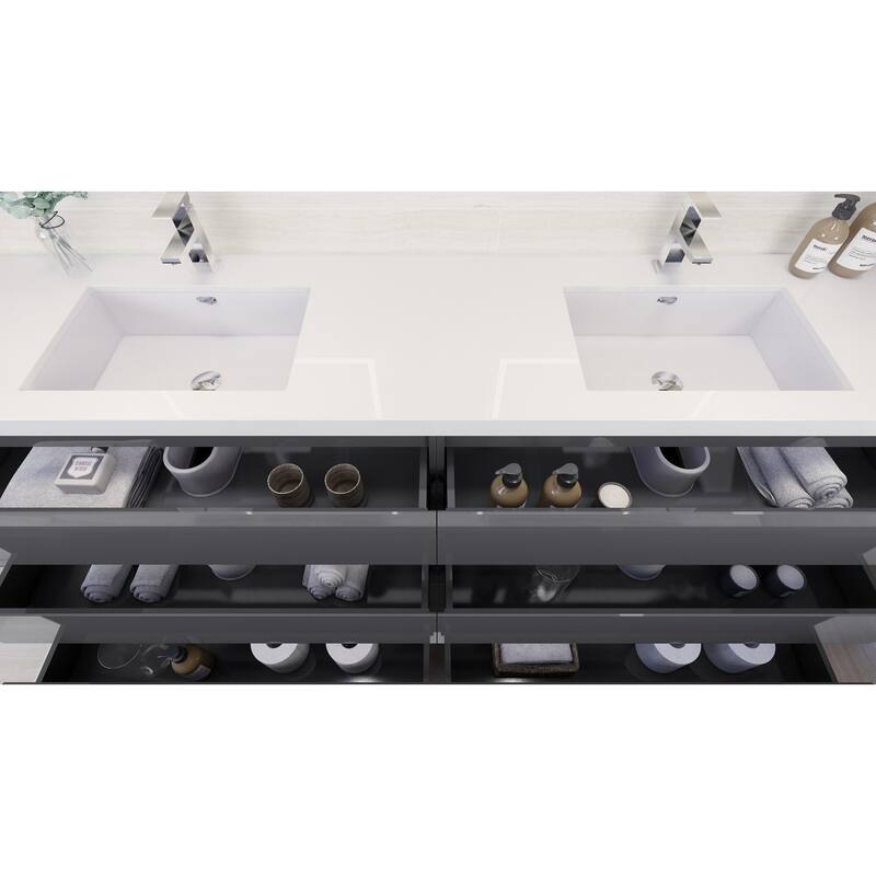 Aron 84'' Freestanding Vanity with Double Reinforced Acrylic Sink