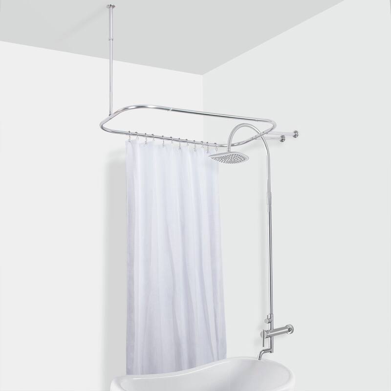 Utopia Alley Rustproof Aluminum Hoop Shower Rod Extra Large 54 Inch by 26 Inch
